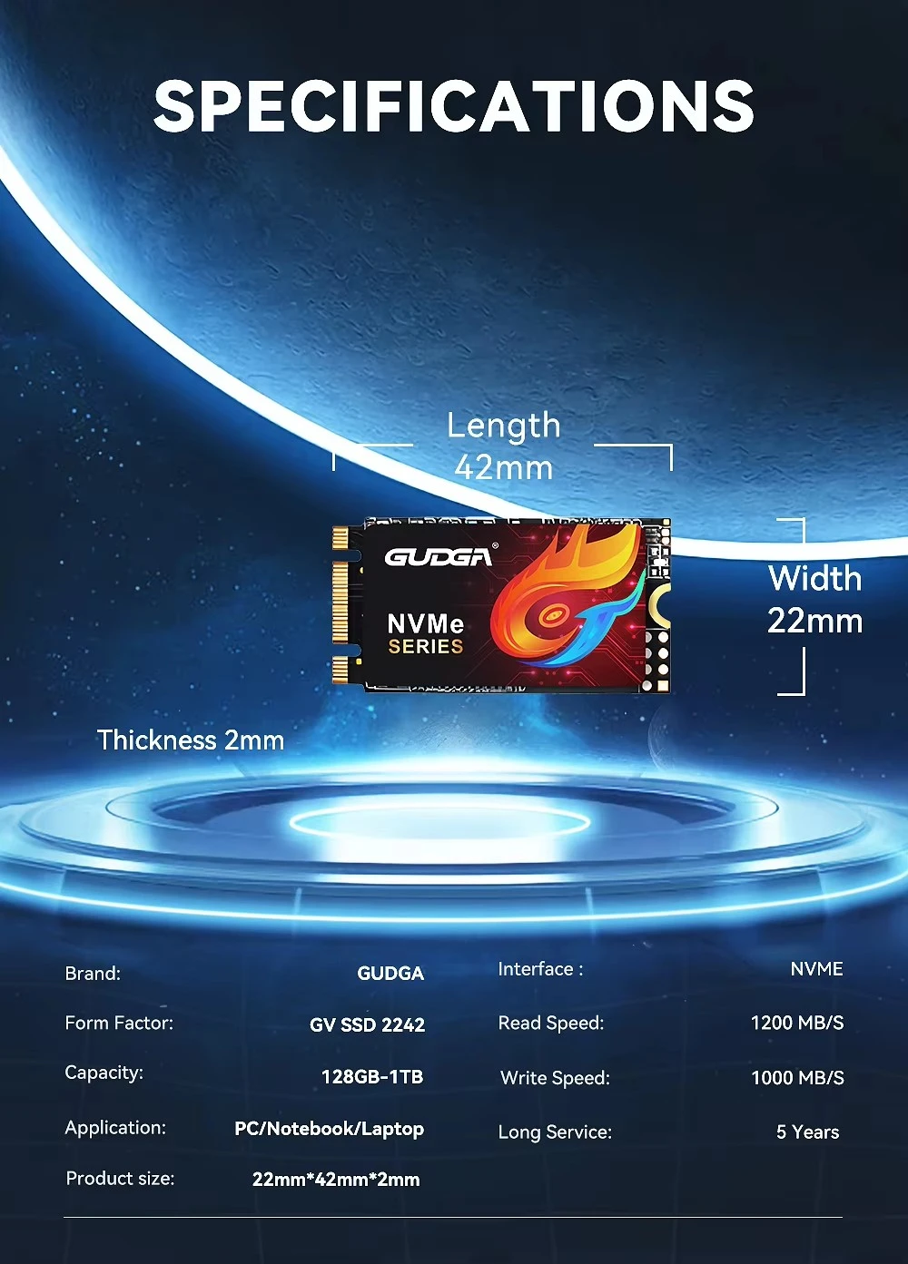 Small Size PCIE 3.0 2242 NVMe SSD